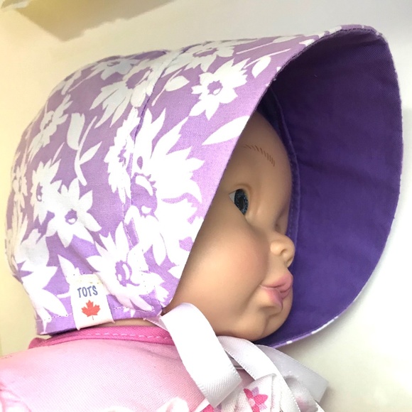 Cotton Baby Bonnet, Fine Designer Print, Reversible - Picture 1 of 6